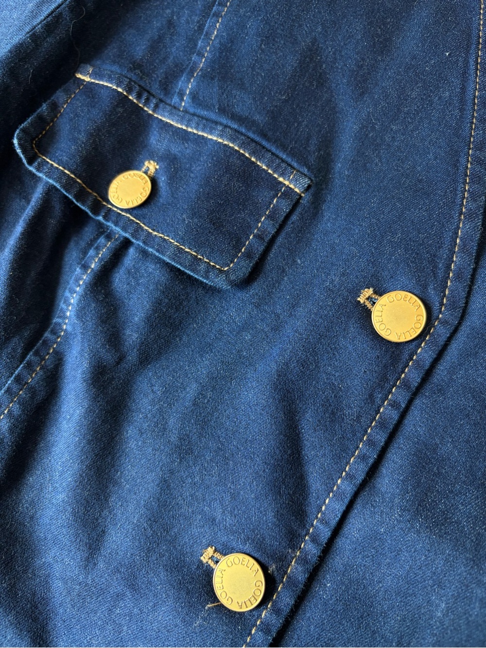 Goelia Dark Denim V-Neck Button Up Blouse Top - Picture 10 of 10